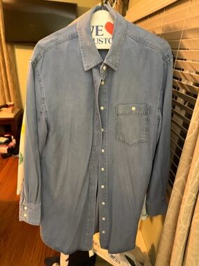 Light Blue women’s Chambray Denim-Style Button-Up